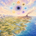 Miraclest Worldの世界観イメージ。ミラビリス大陸と極東の島マヤシマを描いたアイキャッチ